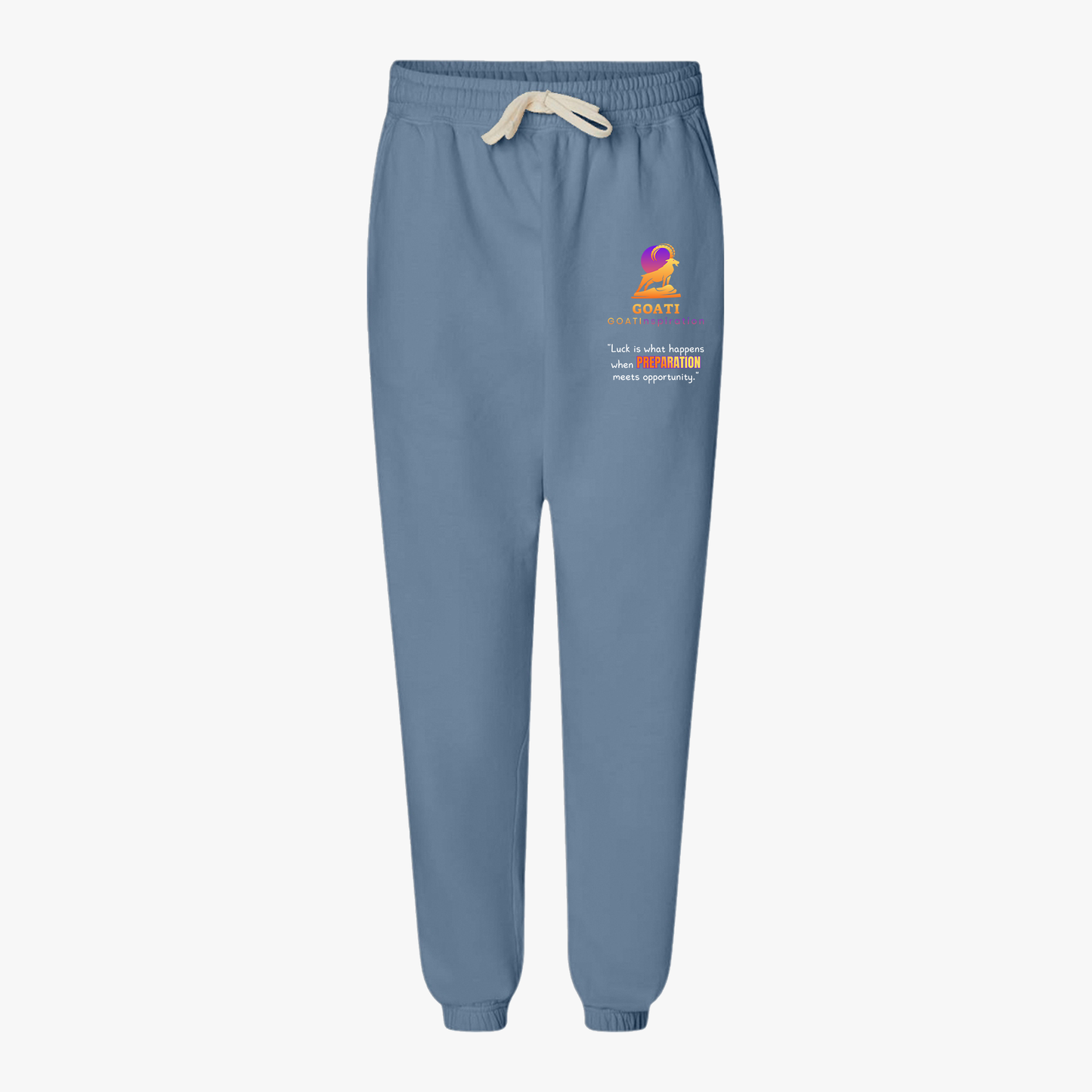 GOATI Unisex Fleece Sweatpants – 100% Ring-Spun Cotton, Soft Relaxed Fit | “When Preparation Meets Opportunity” Motivational Joggers