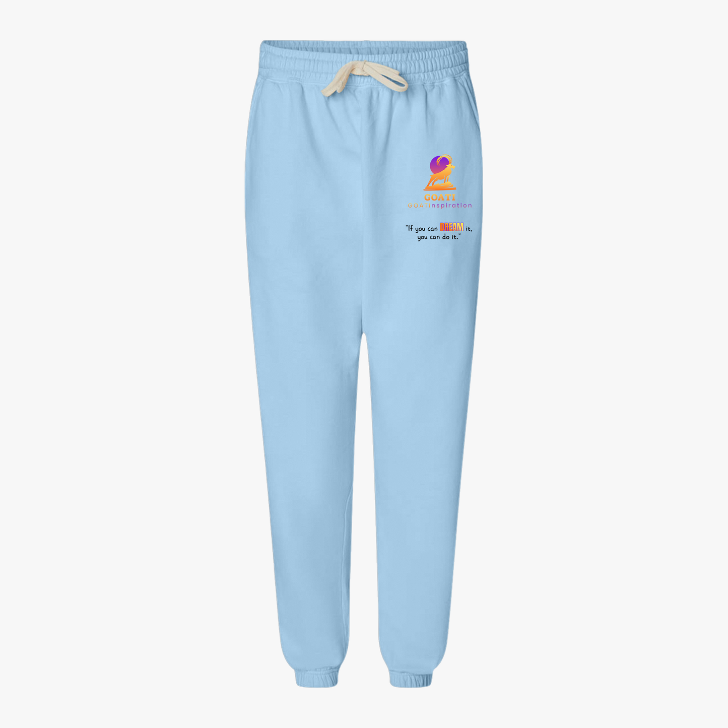 GOATI Unisex Fleece Sweatpants – 100% Ring-Spun Cotton, Soft Relaxed Fit | “If You Can Dream It, You Can Do It” Motivational Joggers