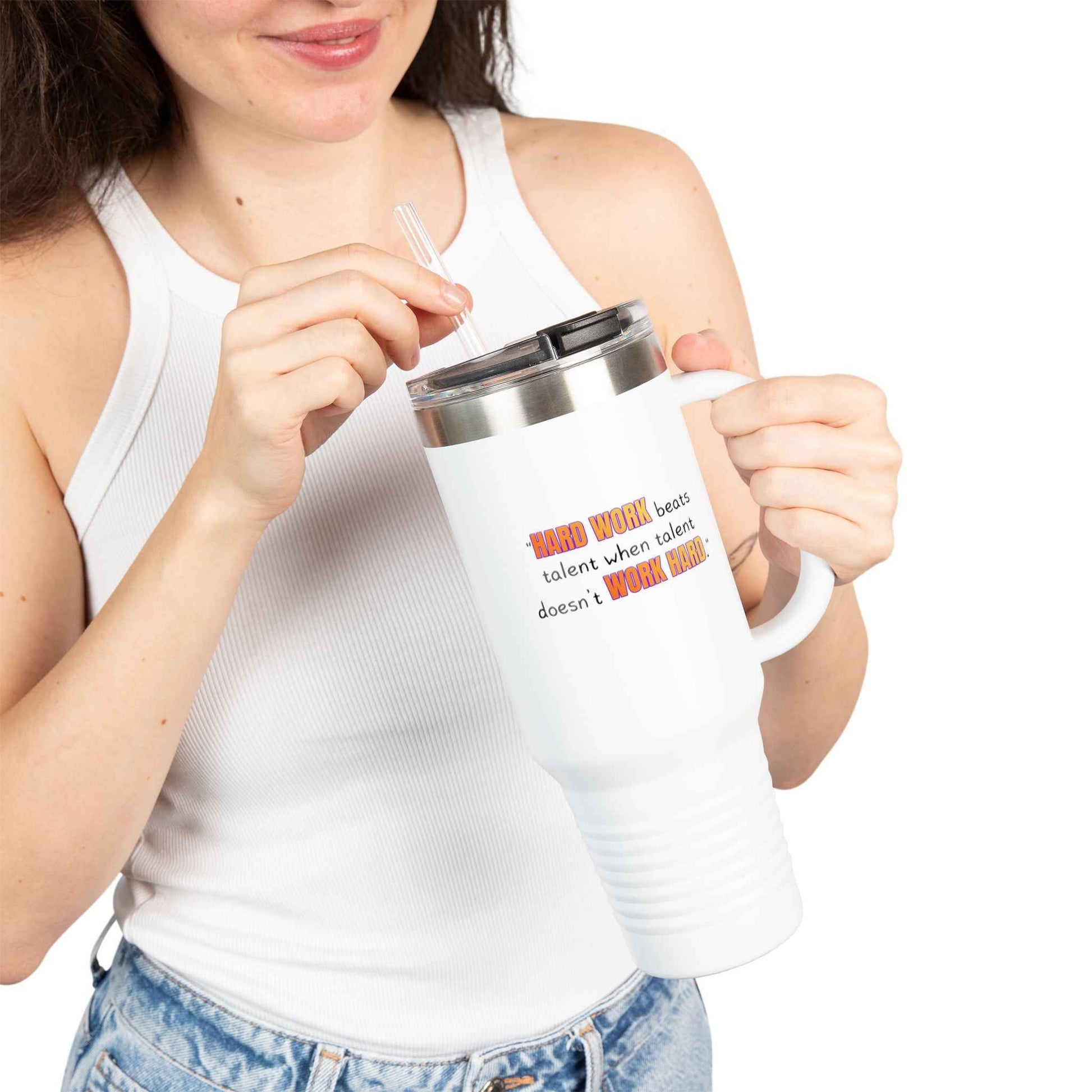 GOATI 40oz Insulated Travel Mug | "Hard Work Beats Talent When Talent Doesn’t Work Hard" Motivational Quote