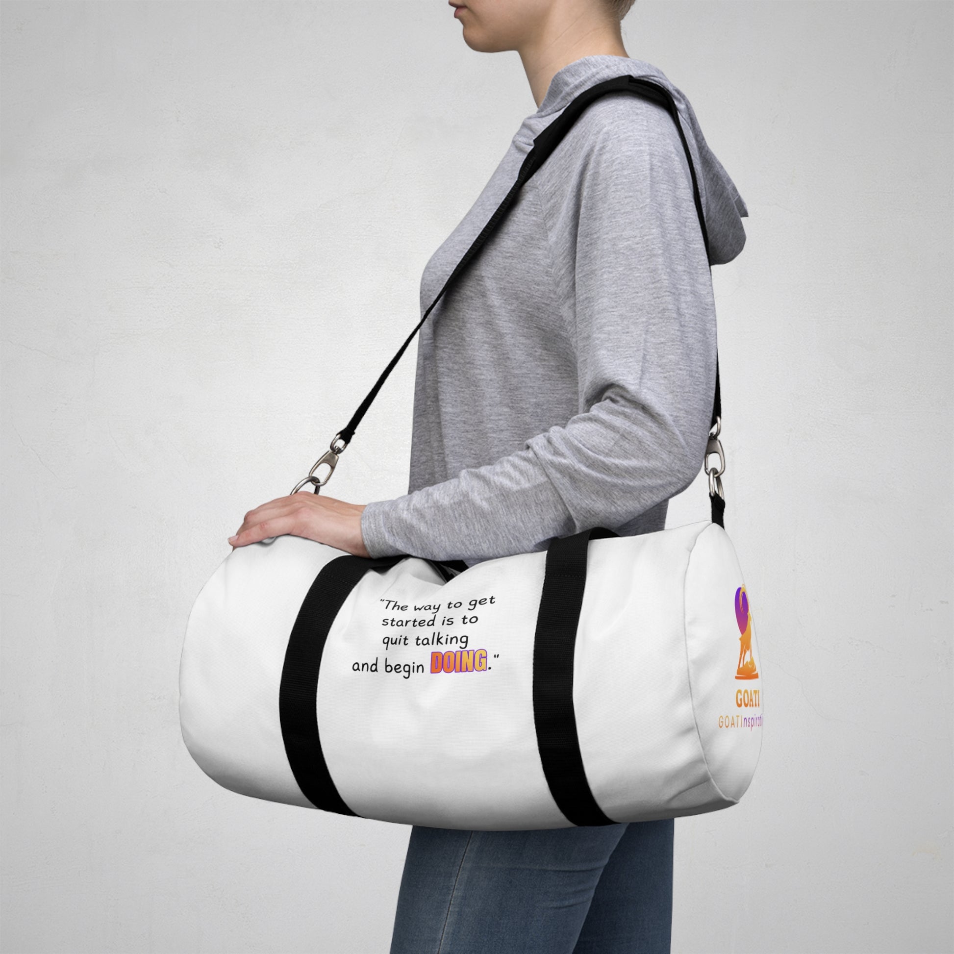 GOATI Motivational Duffel Bag | "Quit Talking and Begin Doing" | Durable Gym, Fitness & Travel Bag for Everyday Use - GOATI