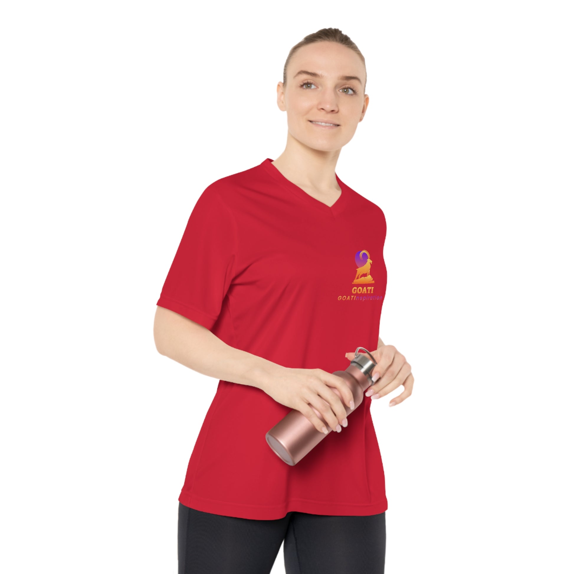 GOATI Women's Performance V-Neck T-Shirt | Moisture-Wicking & Breathable Tee | "Hard Work Beats Talent" - GOATI