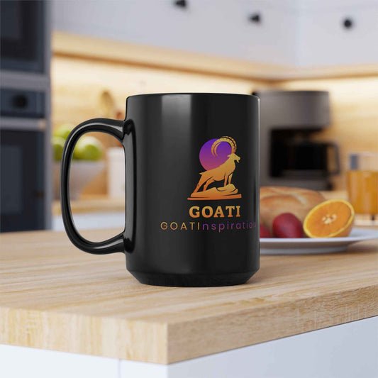 GOATI Black Ceramic Mug – 15oz | "You Can’t Climb the Ladder of Success" Motivational Coffee Mug