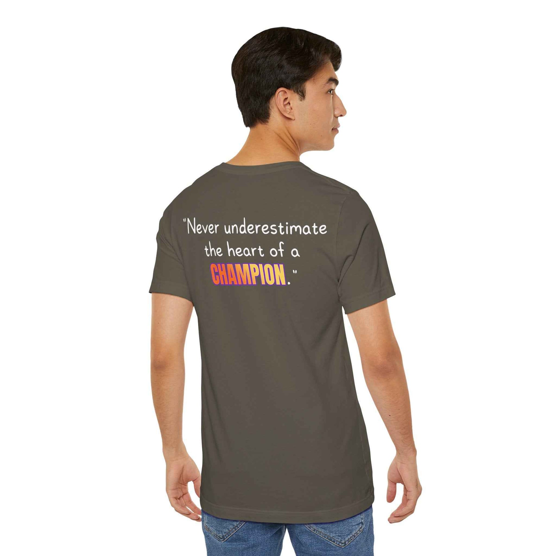 GOATI Unisex Premium Motivational T-shirt | "Heart of a Champion" Airlume Cotton Tee | Soft & Comfortable