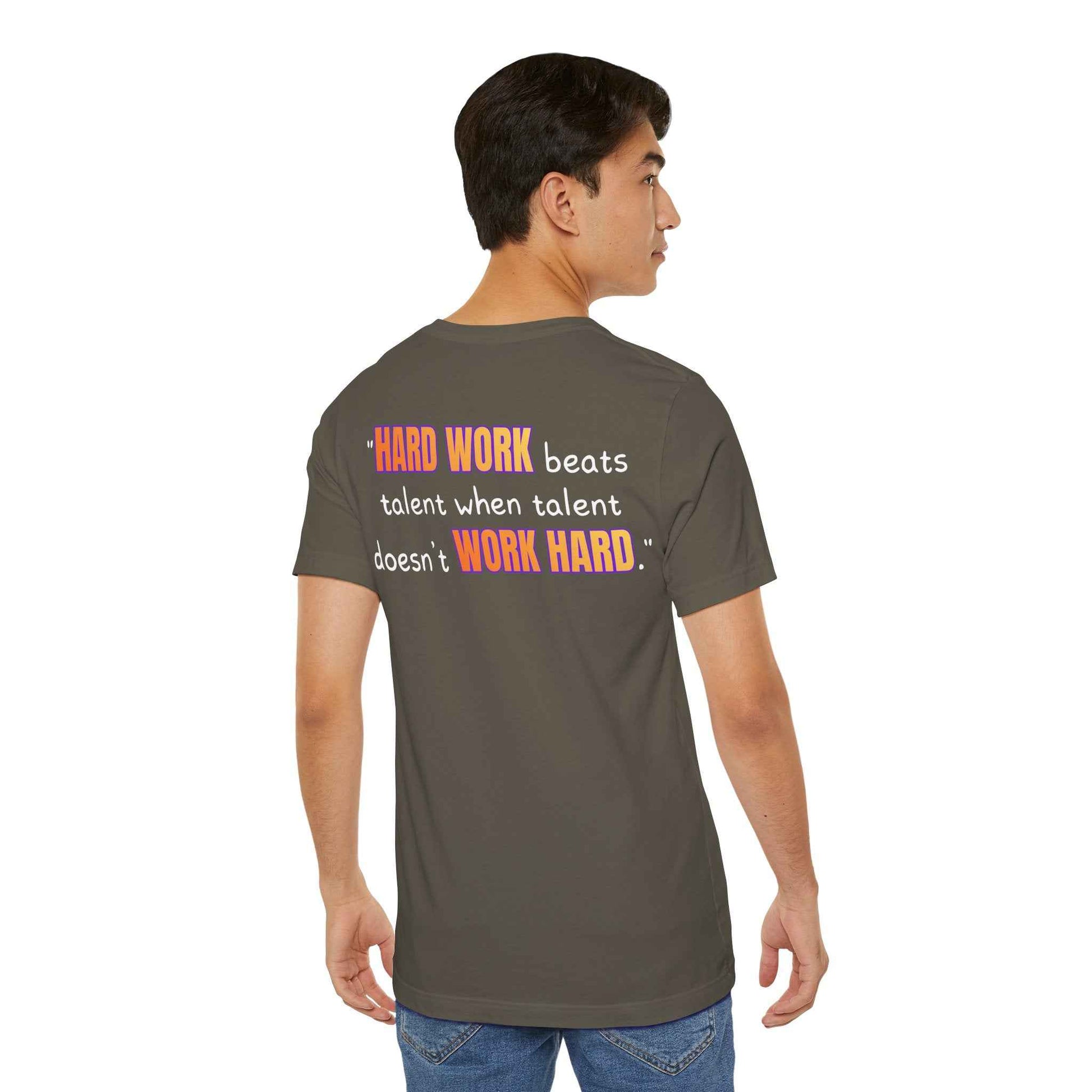 GOATI Unisex Premium Motivational T-shirt | "Hard Work Beats Talent" Airlume Cotton Tee | Soft & Comfortable