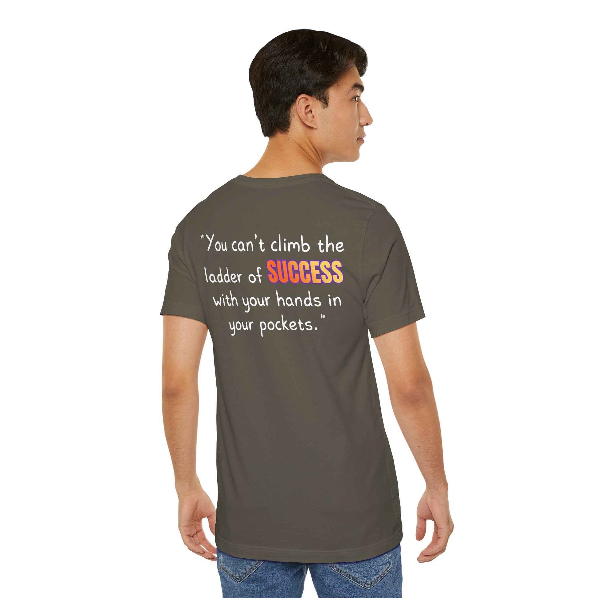 GOATI Unisex Premium Motivational T-shirt | "You Can’t Climb the Ladder of Success" Airlume Cotton Tee | Soft & Comfortable